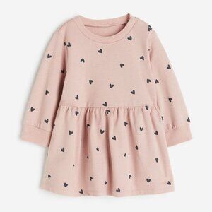 HM Girls Cotton Sweatshirt Dress Dusty Pink 3T